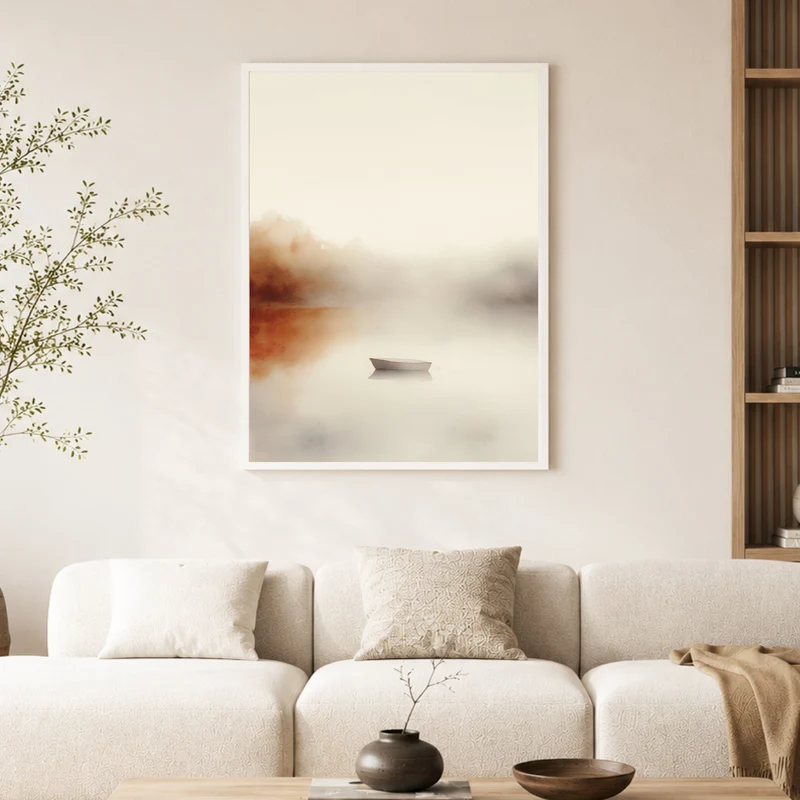 Stilles Boot im Nebel Poster