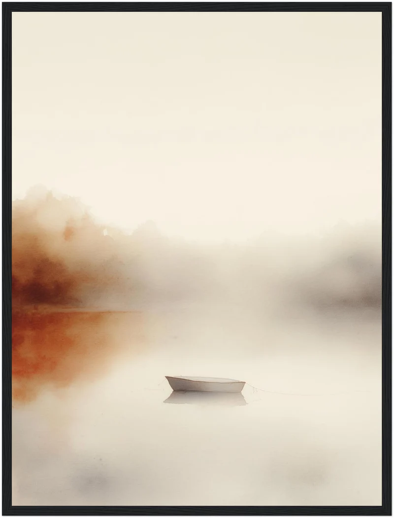 Stilles Boot im Nebel Poster
