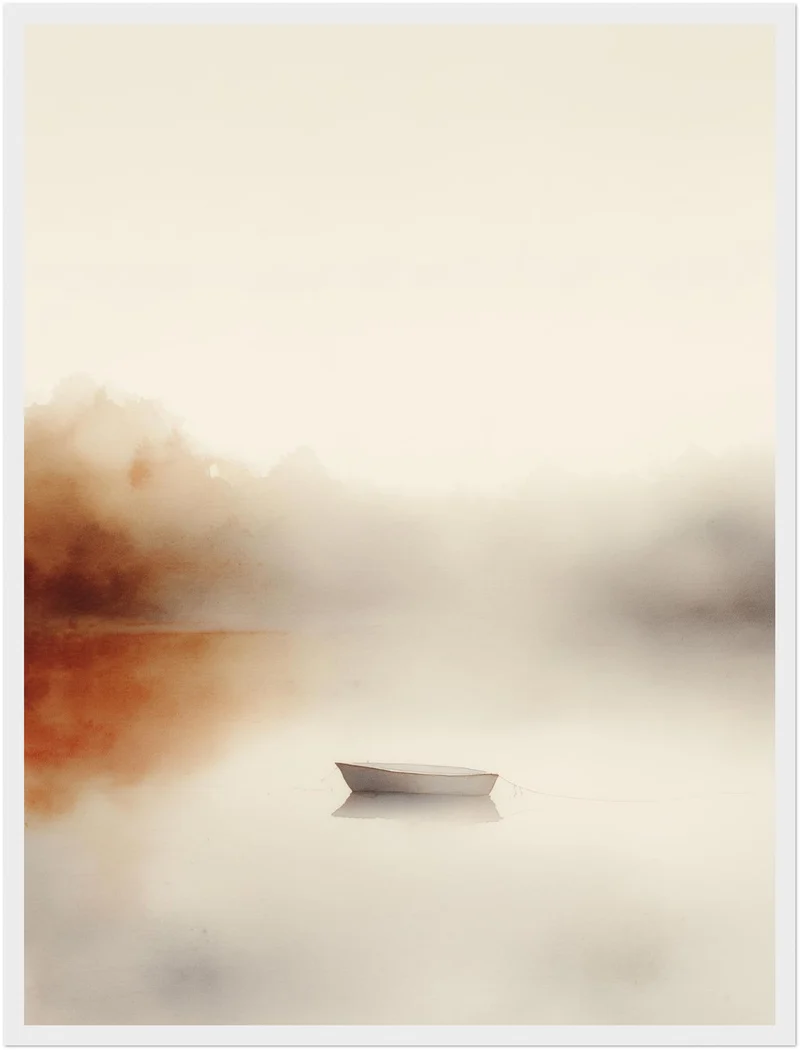 Stilles Boot im Nebel Poster