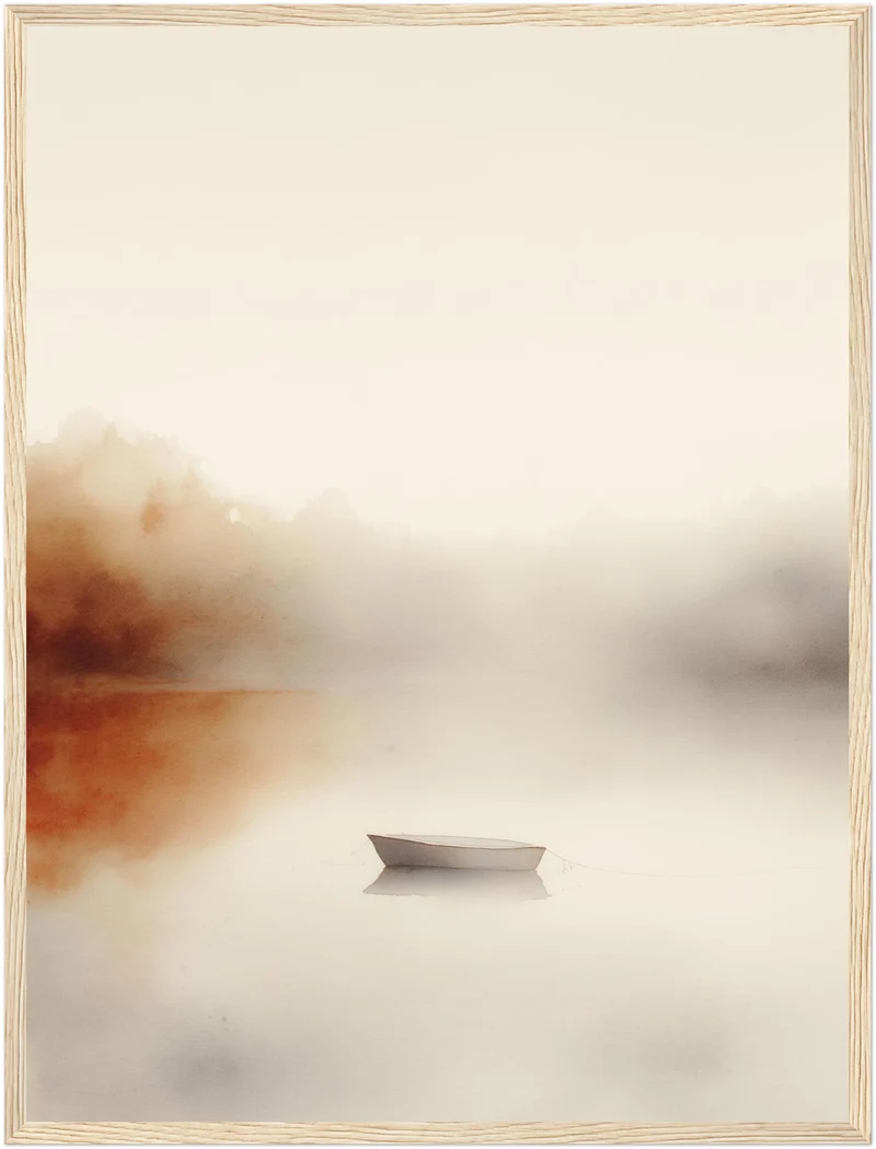 Stilles Boot im Nebel Poster