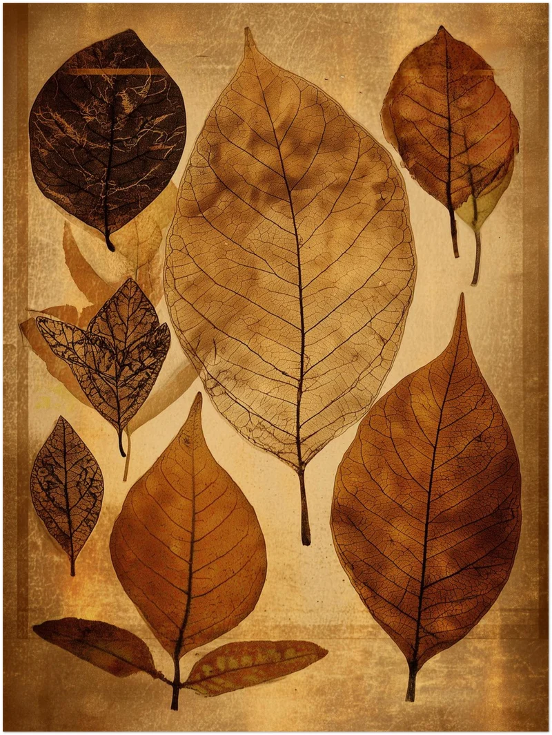 Getrocknete Blätter Herbarium Leinwand