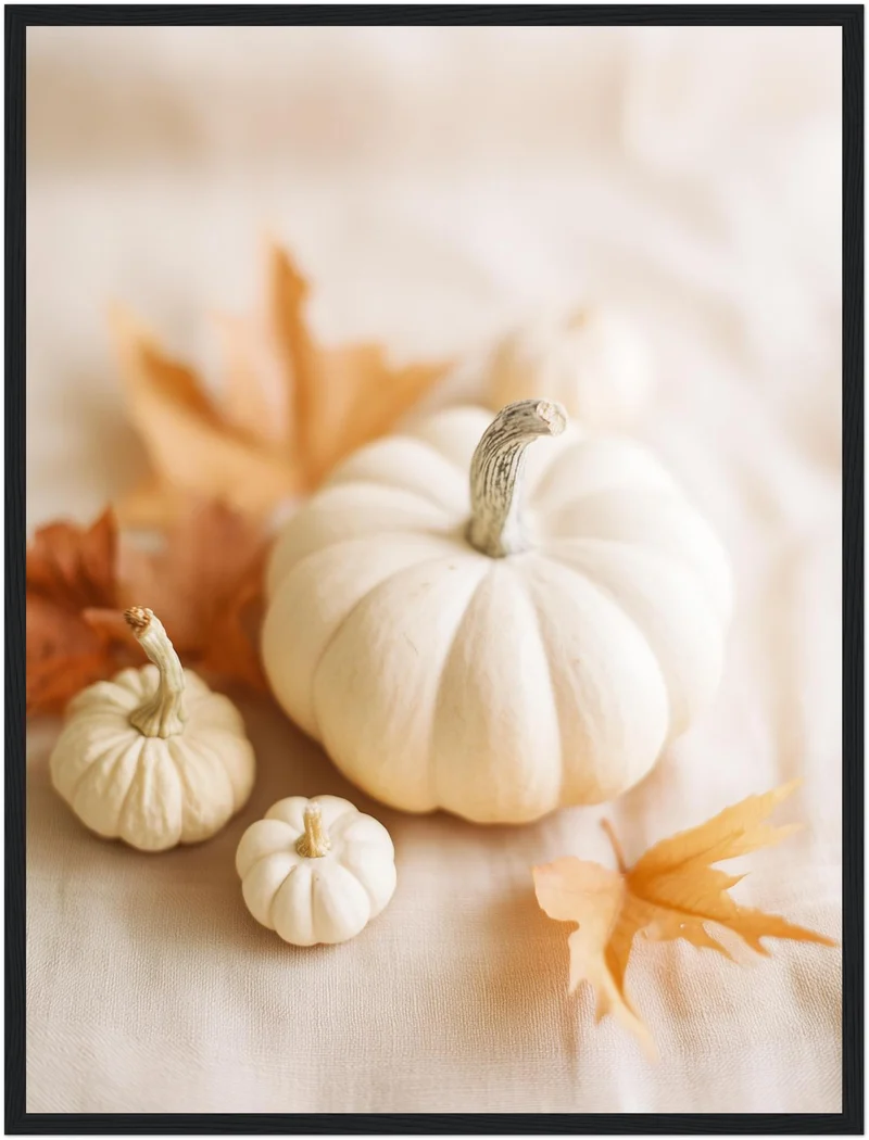 Weiße Kürbisse im Herbst Poster