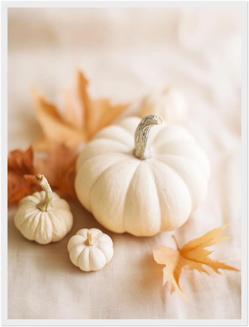 Weiße Kürbisse im Herbst Poster