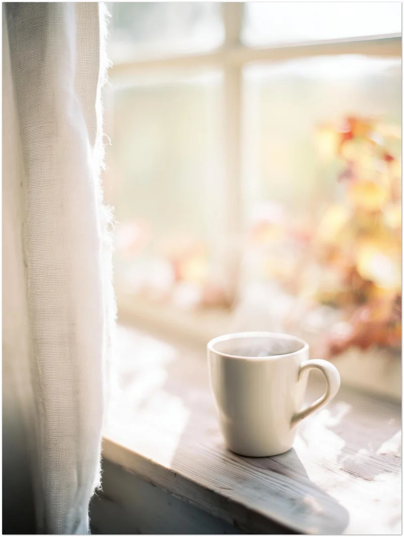 Stille Morgentasse am Fenster Leinwand