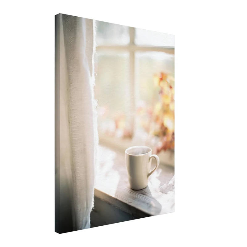 Stille Morgentasse am Fenster Leinwand