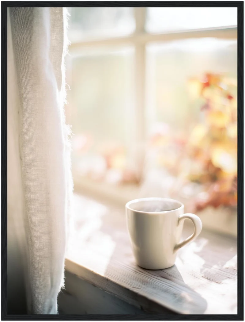 Stille Morgentasse am Fenster Poster