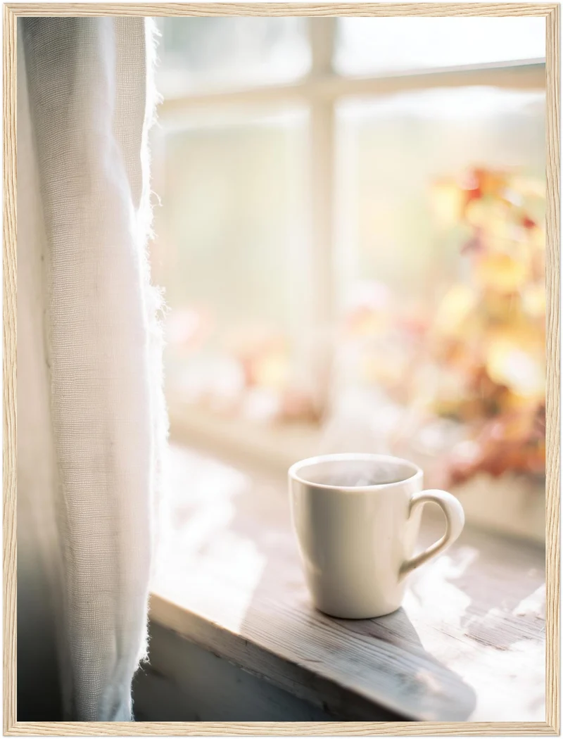 Stille Morgentasse am Fenster Poster