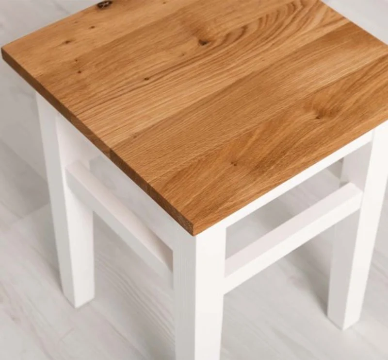 Casa Padrino Stuhl im Landhausstil mit Eichenholzplatte, 35 x 35 x 45 cm