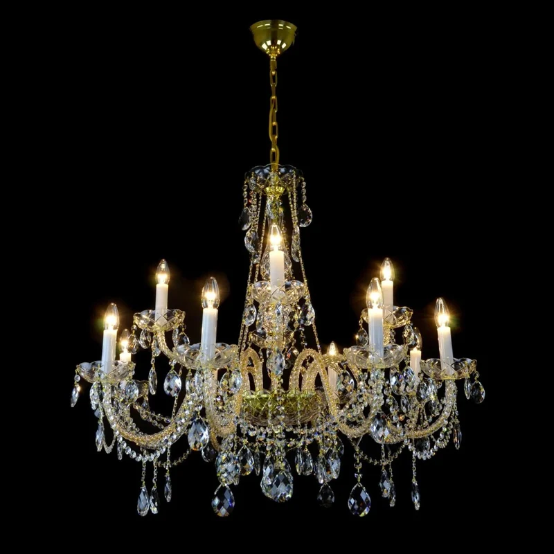 Casa Padrino Luxus Barock Kristall Kronleuchter Gold Ø 66 x H. 60 cm - Prunkvolle Messing Kronleuchter mit böhmischem Kristallglas - Barock Möbel - Edel & Prunkvoll