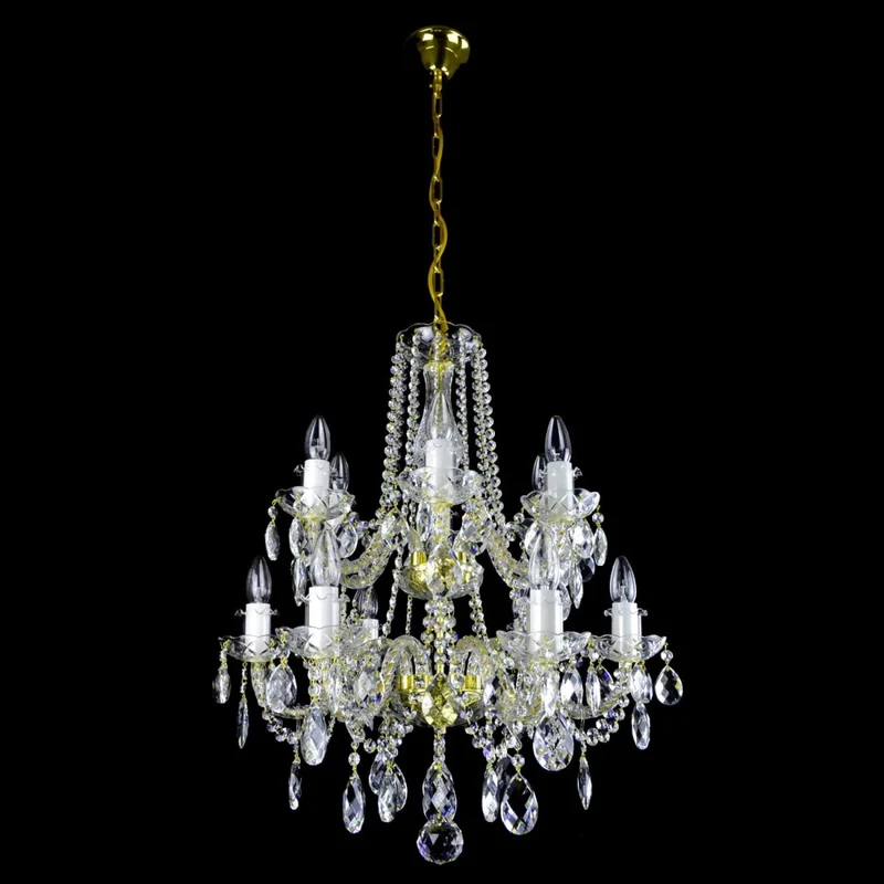 Casa Padrino Luxus Barock Kristall Kronleuchter Gold Ø 66 x H. 68 cm - Prunkvolle Messing Kronleuchter mit böhmischem Kristallglas - Barock Möbel - Edel & Prunkvoll