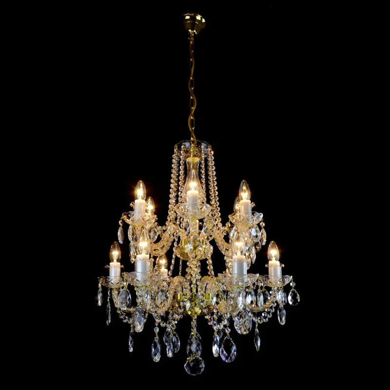 Casa Padrino Luxus Barock Kristall Kronleuchter Gold Ø 66 x H. 68 cm - Prunkvolle Messing Kronleuchter mit böhmischem Kristallglas - Barock Möbel - Edel & Prunkvoll