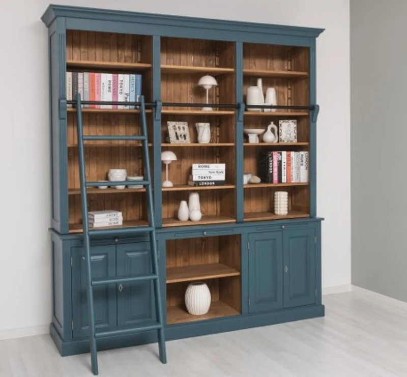 Casa Padrino Bücherregal im Landhausstil mit 4 Türen und 1 Ablage, 229 x 51 x 244 cm