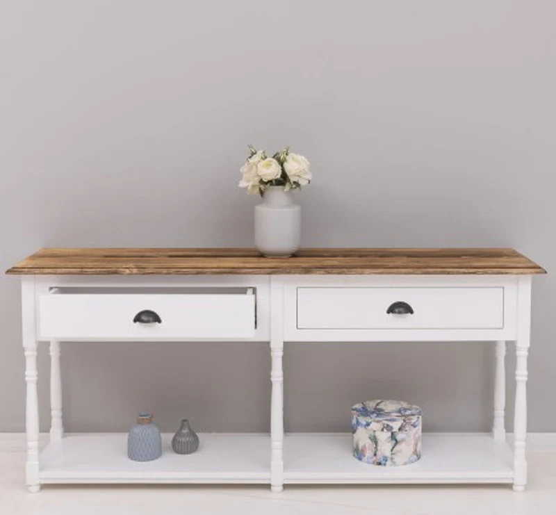 Casa Padrino Konsole im Landhausstil mit 2 Schubladen, 180 x 45 x 76 cm