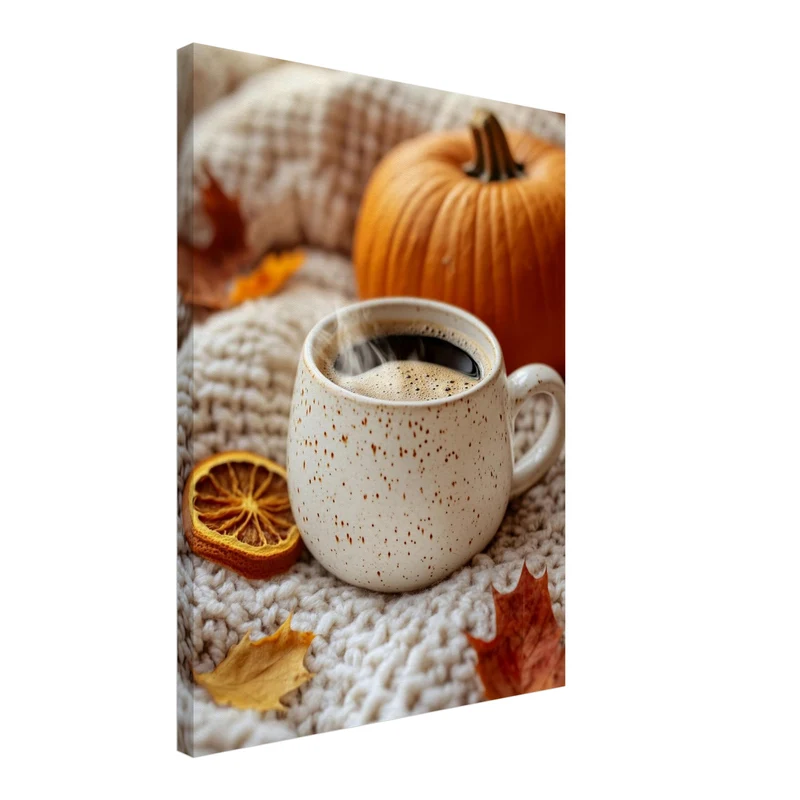 Herbststillleben mit Kaffee Leinwand