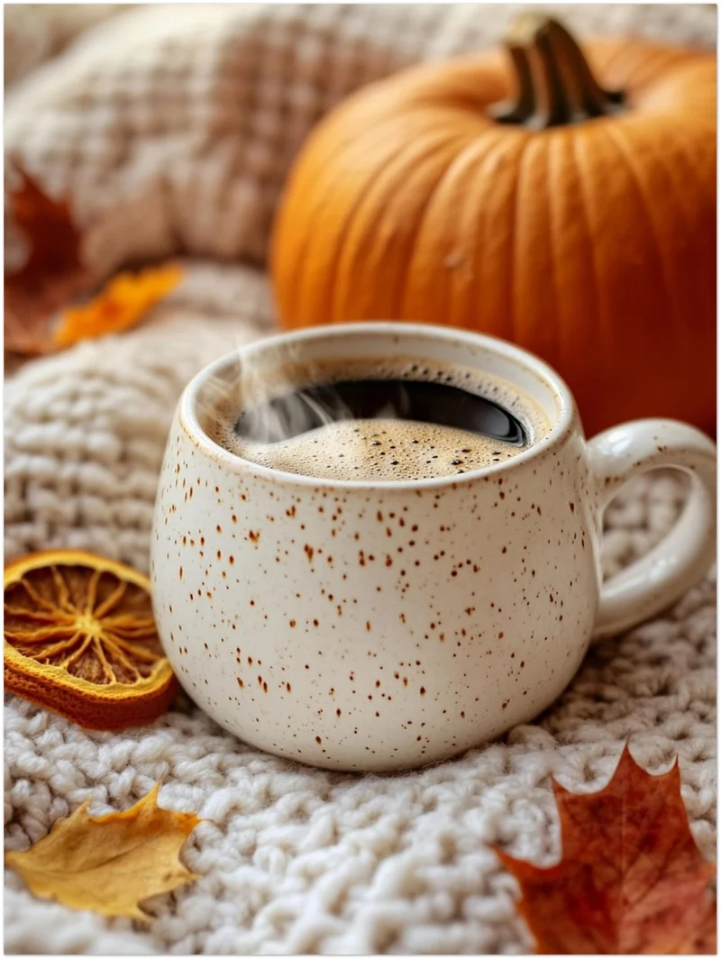 Herbststillleben mit Kaffee Poster