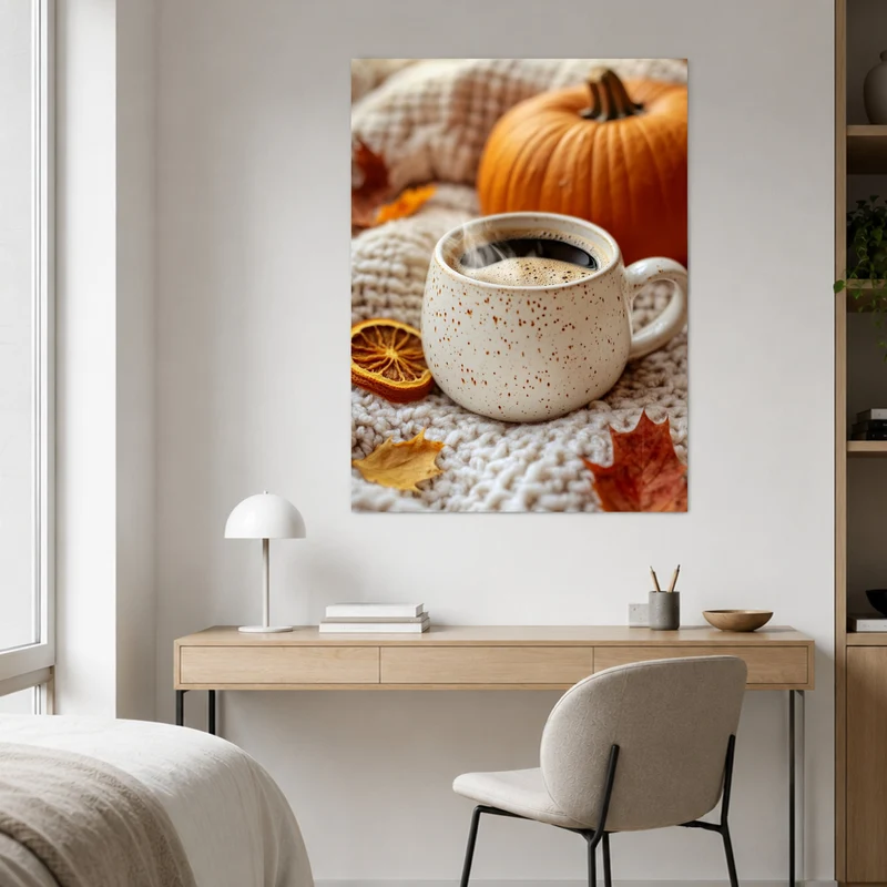Herbststillleben mit Kaffee Poster