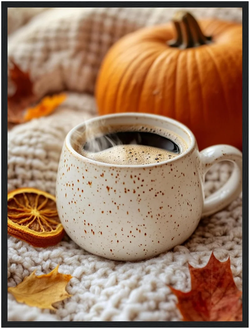 Herbststillleben mit Kaffee Poster
