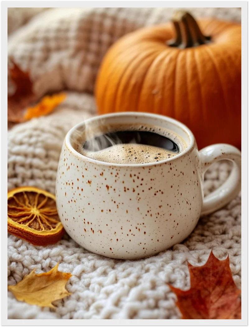 Herbststillleben mit Kaffee Poster