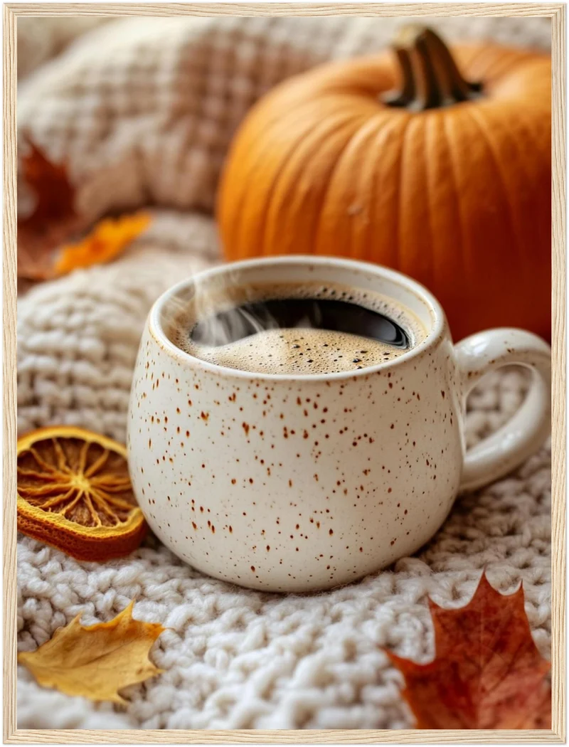 Herbststillleben mit Kaffee Poster