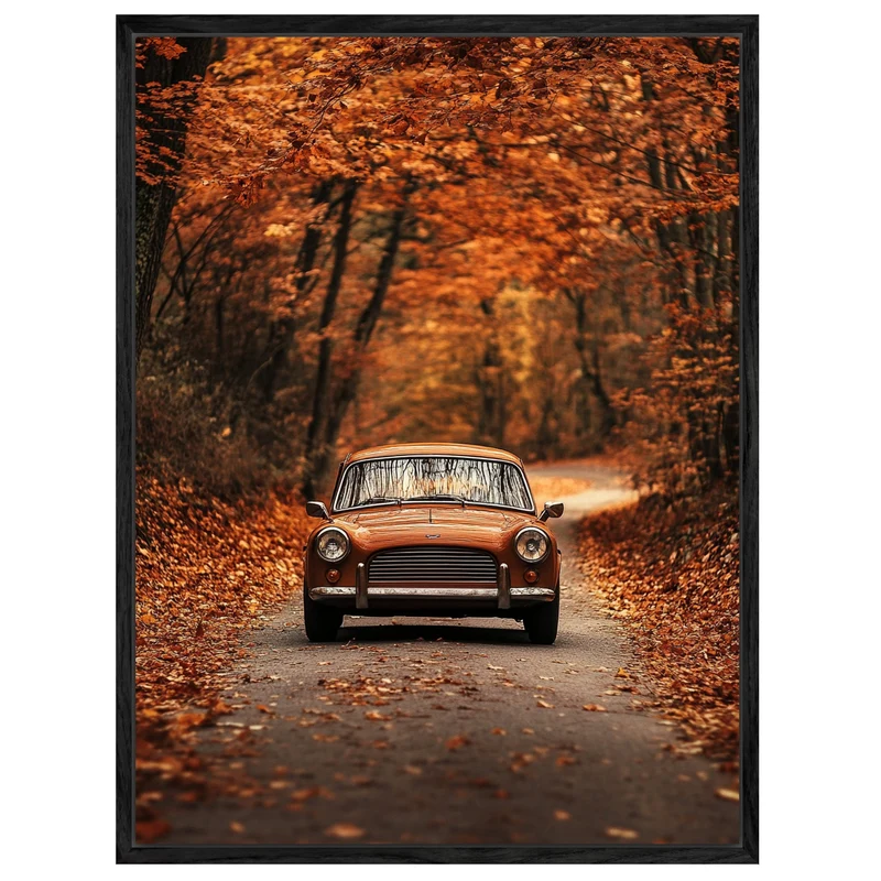 Oldtimer im Herbstwald Leinwand