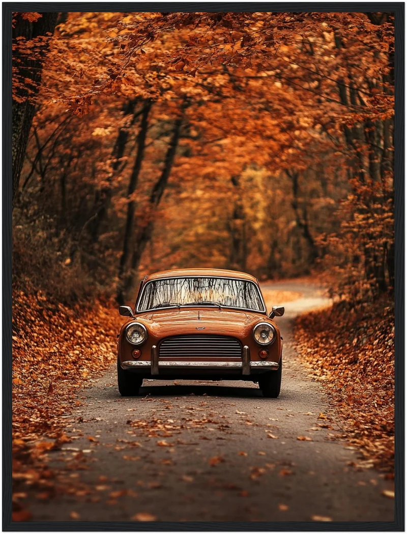 Oldtimer im Herbstwald Poster