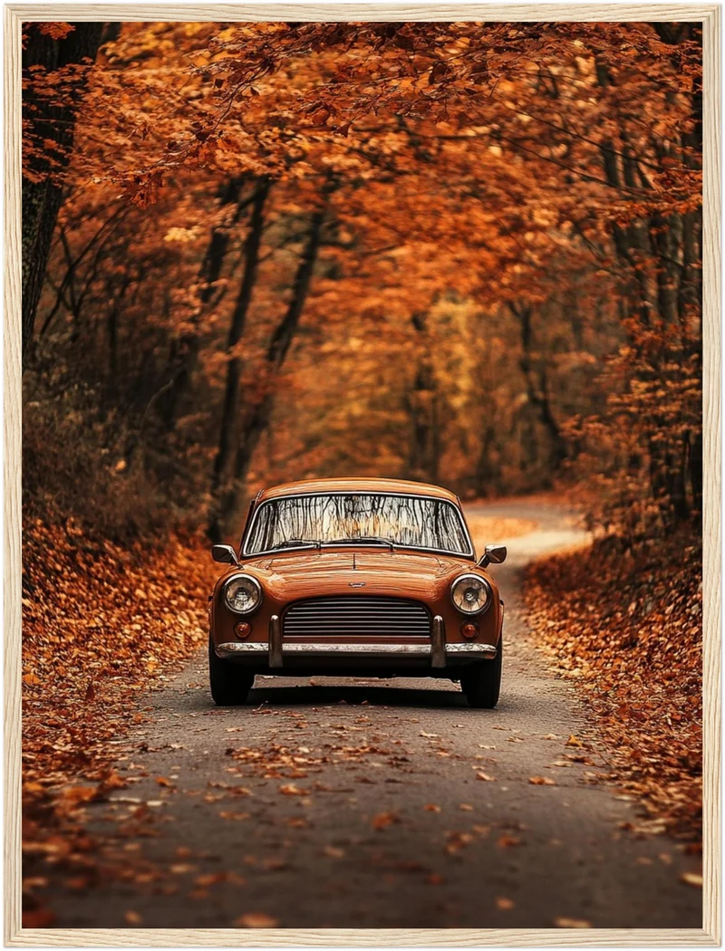 Oldtimer im Herbstwald Poster