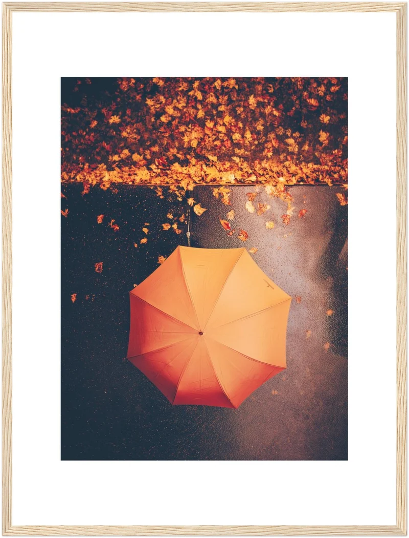 Regenschirm im Herbstregen Poster