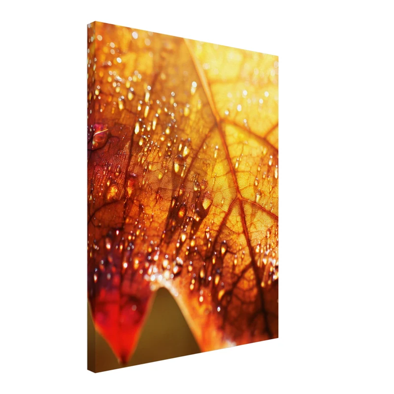 Herbstblatt im Regen Leinwand