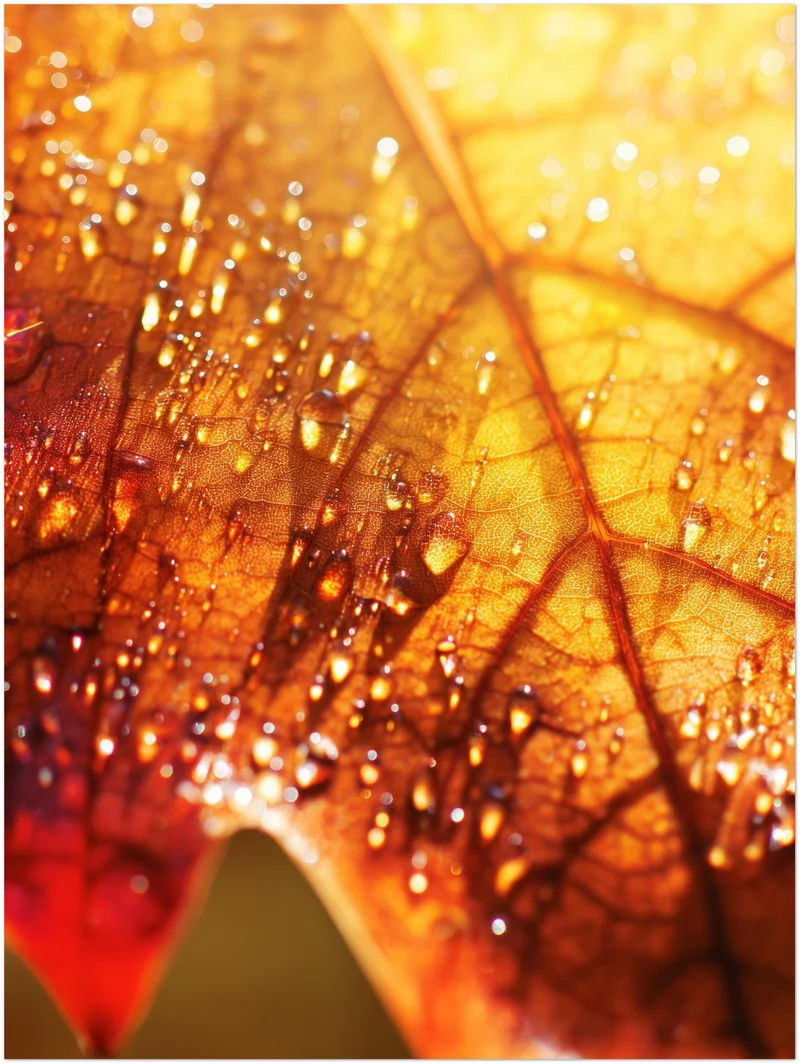 Herbstblatt im Regen Poster