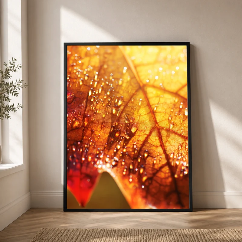 Herbstblatt im Regen Poster