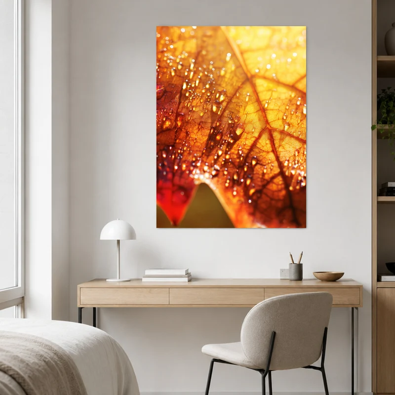 Herbstblatt im Regen Poster