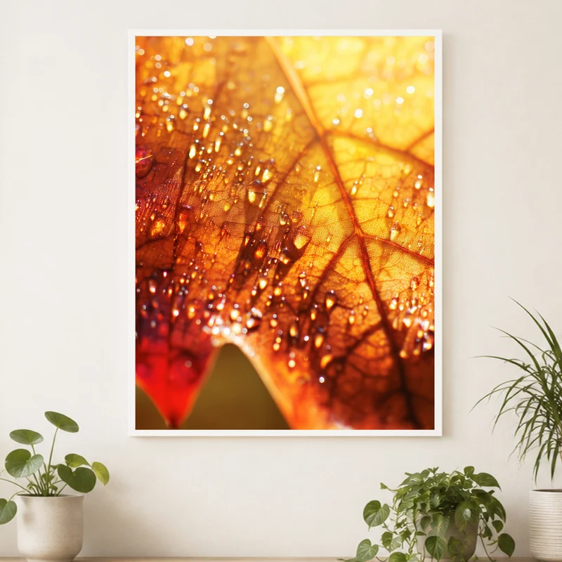 Herbstblatt im Regen Poster