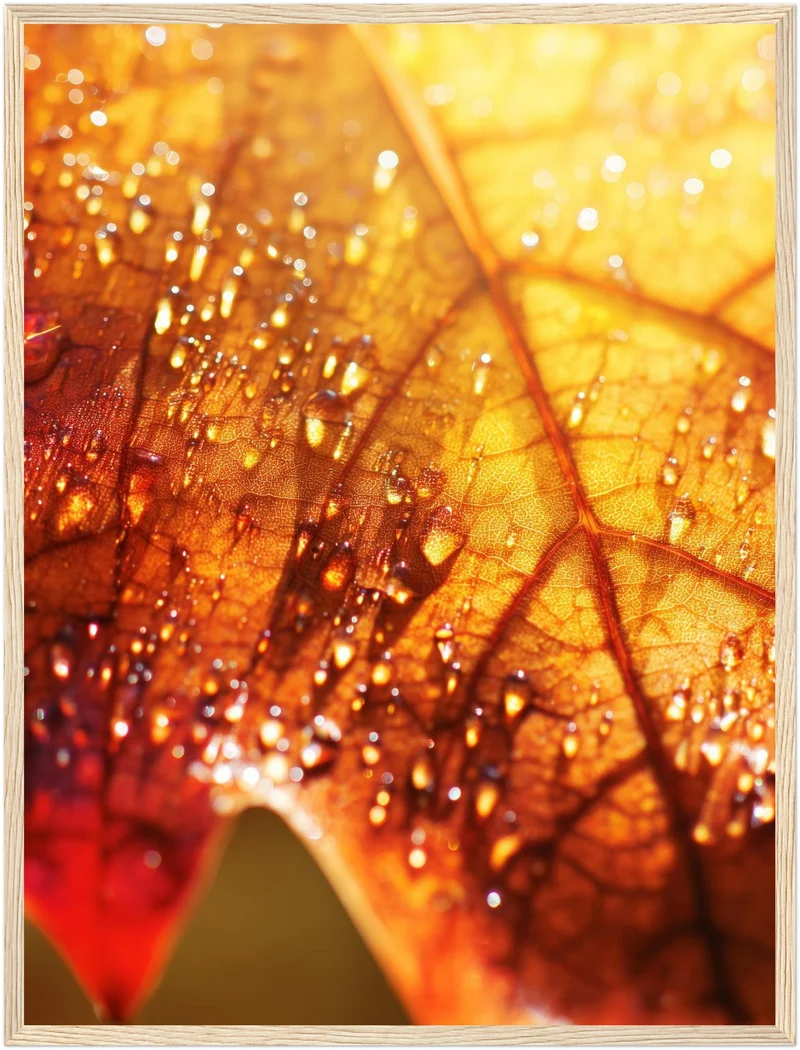 Herbstblatt im Regen Poster
