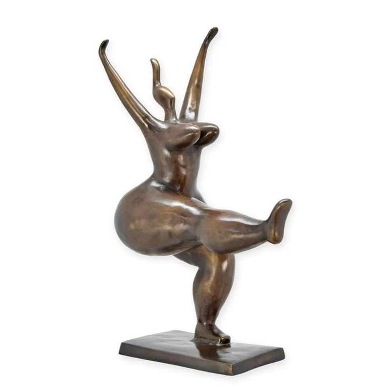 Casa Padrino Luxus Bronzefigur Moderne Tänzerin Bronze / Braun 48 x 29 x H. 72 cm - Große Bronze Skulptur - Deko Figur - Moderne Wohnzimmer Deko