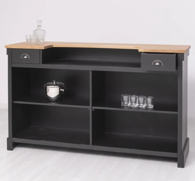 Casa Padrino Theke im Landhausstil mit Eichenholzplatte, 180 x 51 x 107 cm