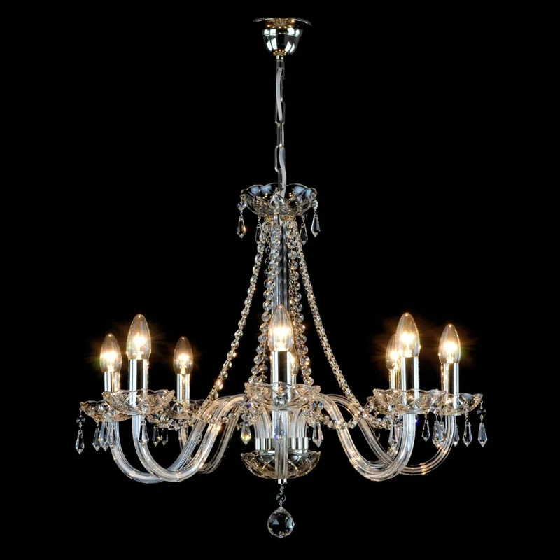 Casa Padrino Luxus Barock Kristall Kronleuchter Silber Ø 65 x H. 55 cm - Prunkvolle Messing Kronleuchter mit böhmischem Kristallglas - Barock Möbel - Edel & Prunkvoll