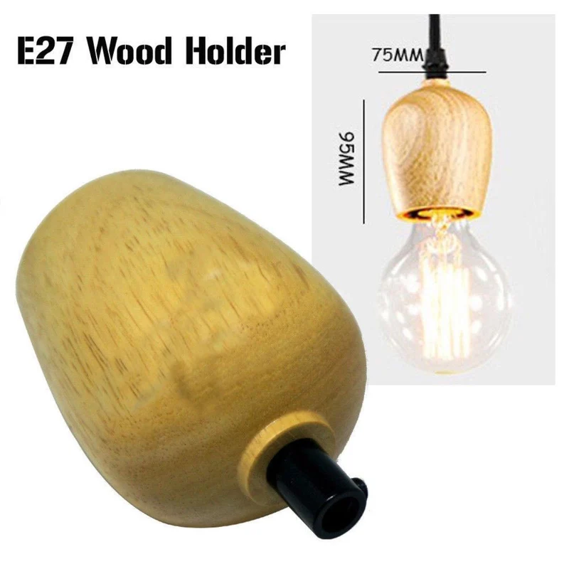 2er-Pack Holz E27 Sockel Vintage Industriebeleuchtung Lampenfassung~1691