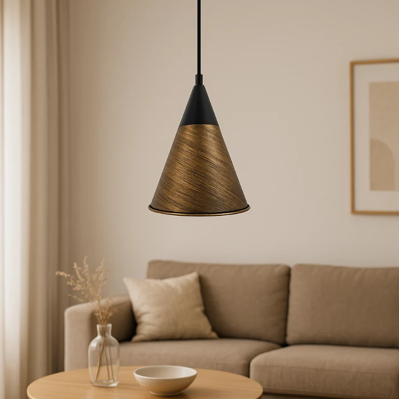 Vintage Pendelleuchte Gebürstetem Kupfer – E27 Deckenlampe~1501