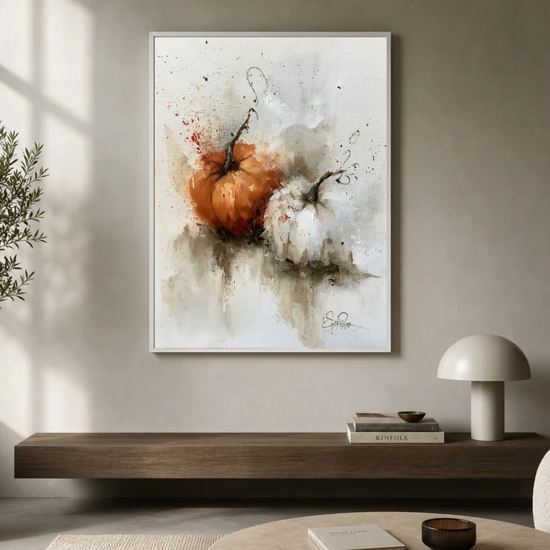 Zwei Kürbisse im Herbst Poster