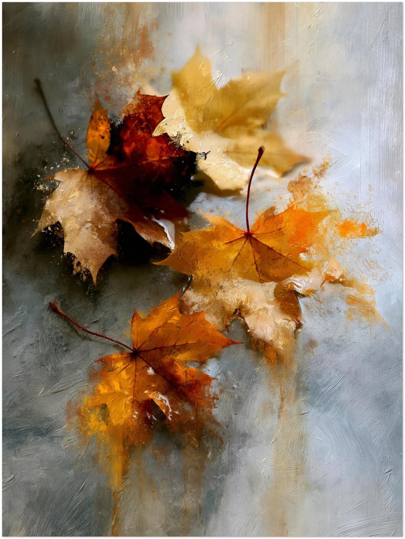 Herbstblätter im Nebel Poster