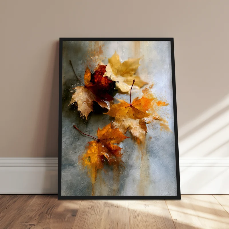 Herbstblätter im Nebel Poster