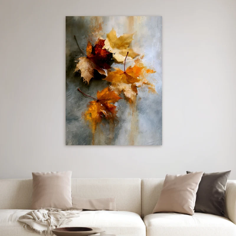 Herbstblätter im Nebel Poster