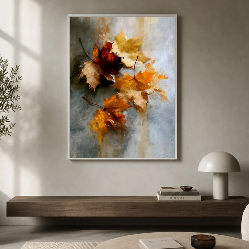 Herbstblätter im Nebel Poster