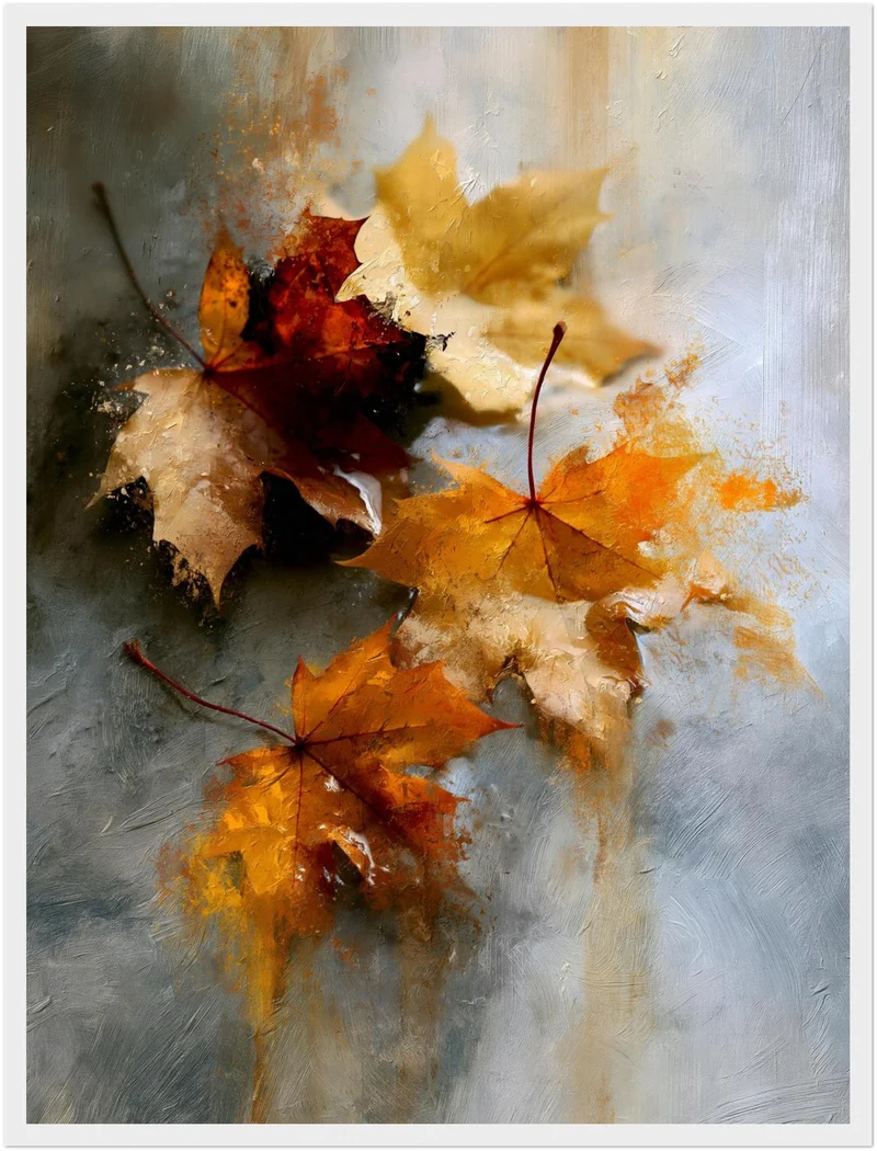 Herbstblätter im Nebel Poster