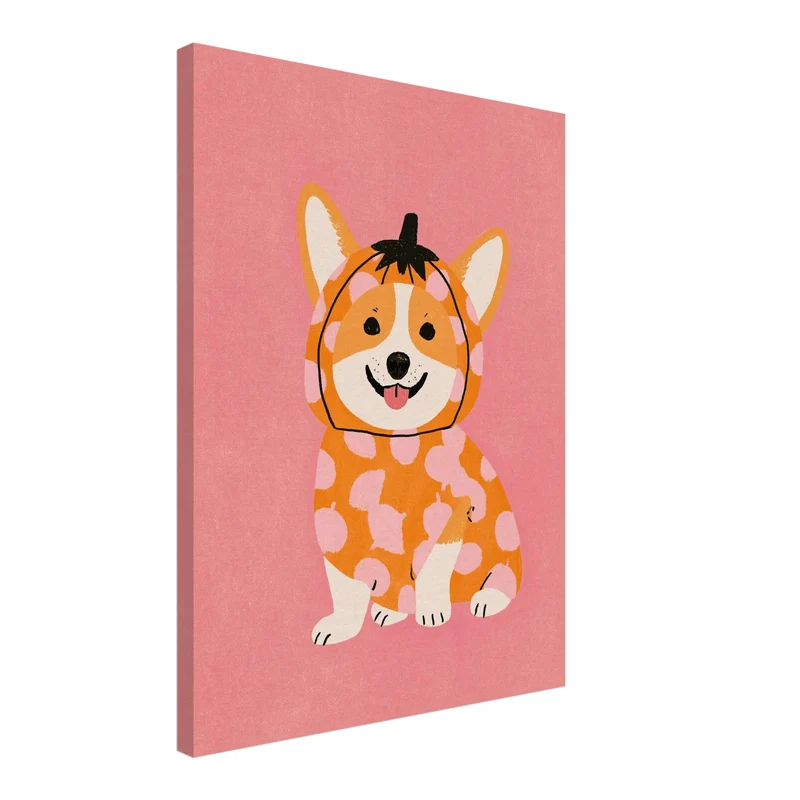 Corgi im Kürbis-Kostüm Leinwand