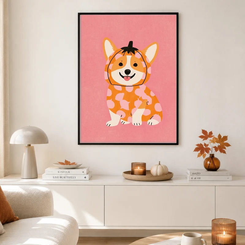 Corgi im Kürbis-Kostüm Poster