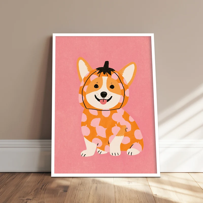 Corgi im Kürbis-Kostüm Poster