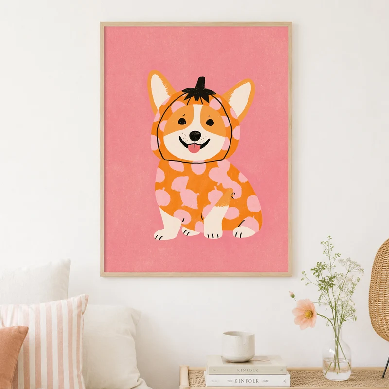 Corgi im Kürbis-Kostüm Poster