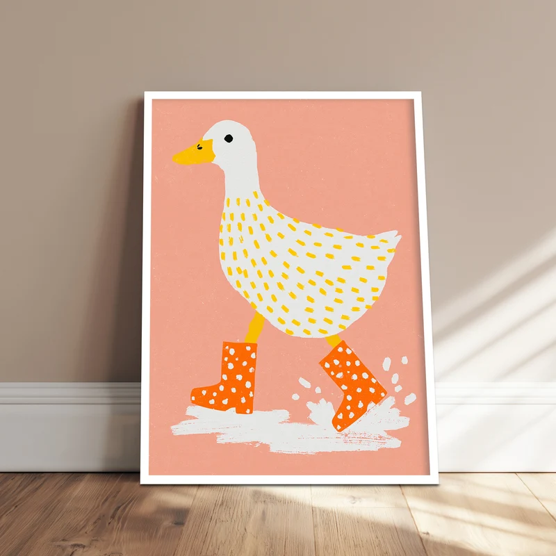 Ente mit Gummistiefeln Poster