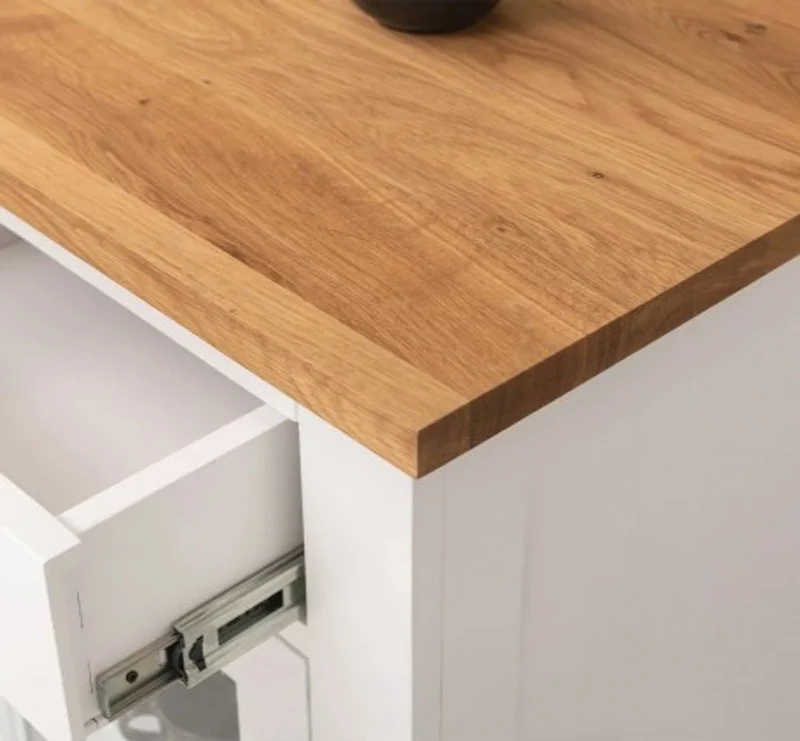 Casa Padrino Kommode im Landhausstil mit 2 Türen, 2 Schubladen und Eichenholzplatte, 100 x 65 x 90 cm